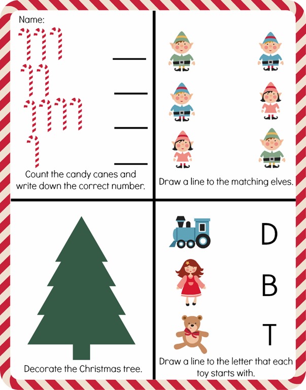 Free Pre K Christmas Worksheet Printable