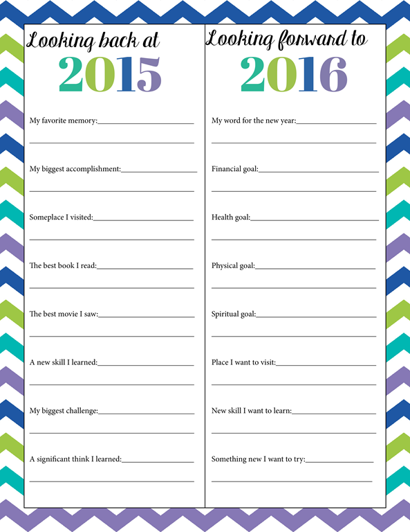 new years goals sheets printable