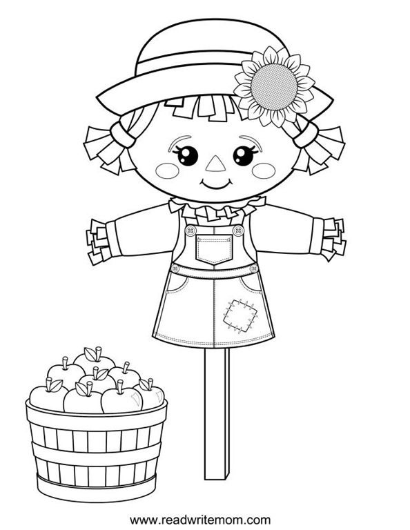 girl scarecrow coloring page