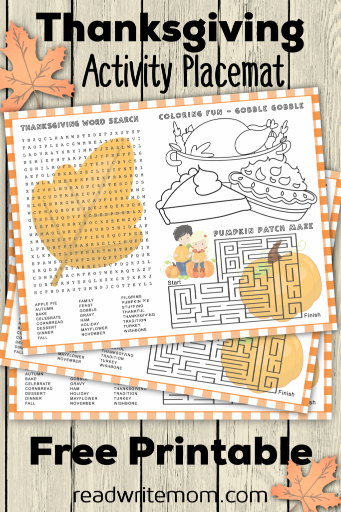 printable thanksgiving placemat for kids