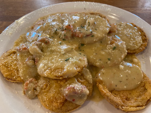 smothered fried green tomatoes
