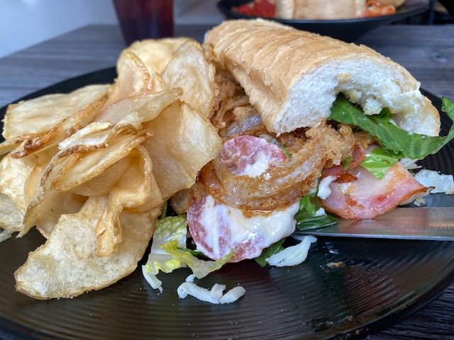Italian sandwich and chips
