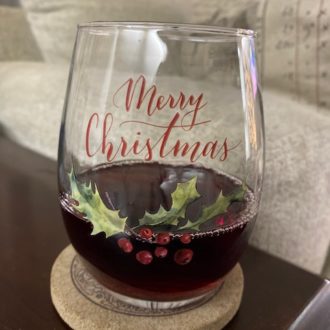 Christmas wine glass