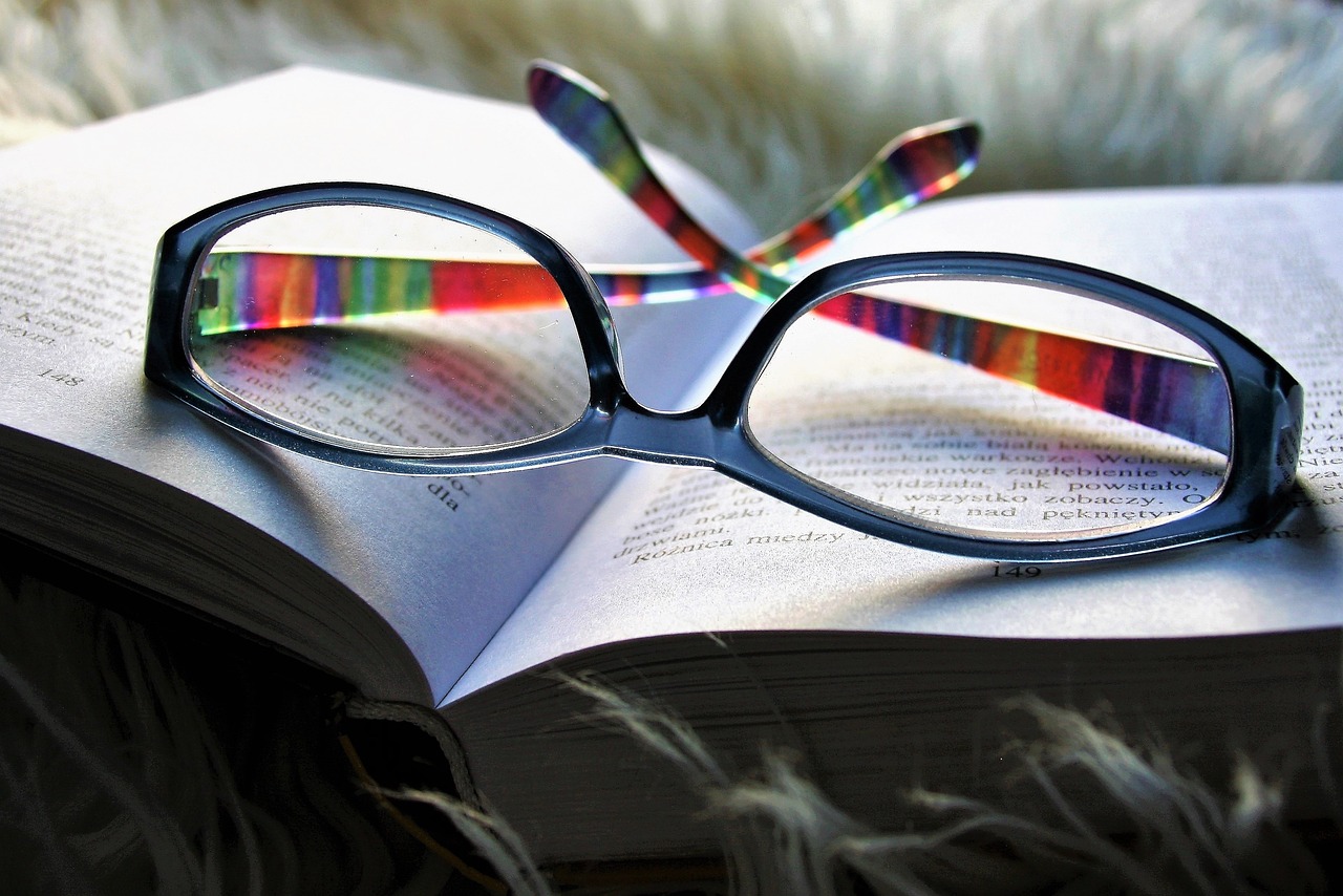 glasses and book